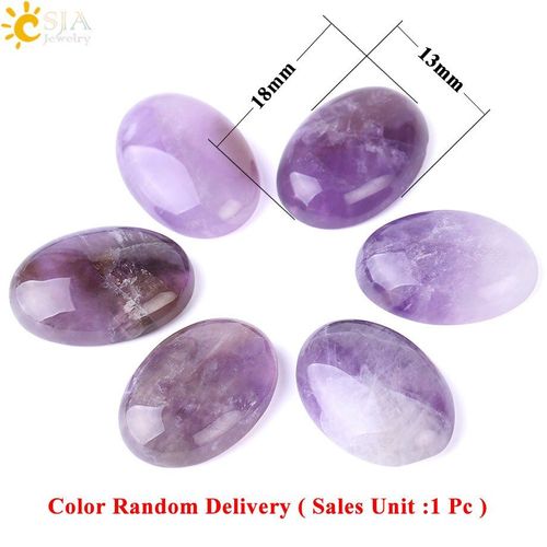 Perles De Cristal Violet En Pierre Naturelle, 4 Tailles Au Choix, Quartz Ovale, Accessoires Reiki Adaptés Au Bricolage, Bagues, Bracelet Pendentif F506, 1 Pièce