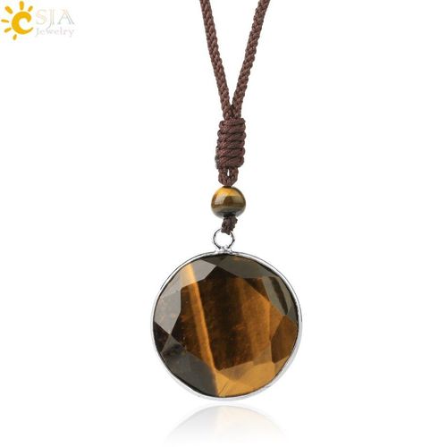 Collier En Cristal En Pierre Naturelle, Pendentif Rond, ¿Il De Tigre Noir, Aventurine Verte, Quartz Rose, Été 2021, G660