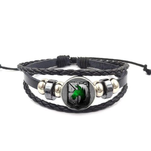 Bracelet Attaque Sur Le Logo Titan, Pour Mariage, Cabochon Vintage, Collier Coloré, Bracelet En Cuir Noir