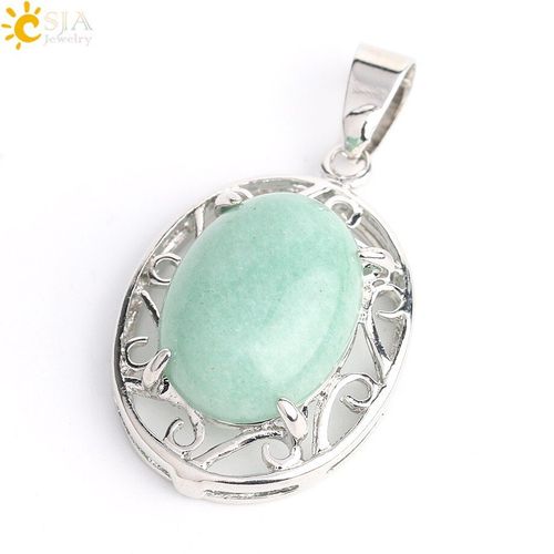 Collier Avec Pendentif En Pierre Naturelle Pour Femmes, Aventurine Verte, ¿Il De Tigre, Perle Ovale, Reiki, Bijoux Pour Femmes, G045