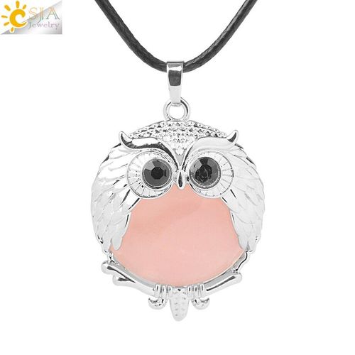 Collier Avec Pendentifs En Pierre Naturelle, Quartz, Reiki, Hibou, Violet, Rose, Blanc, Cristal, Vert, Aventurine, Oeil De Tigre, Chakra, Bijoux G803