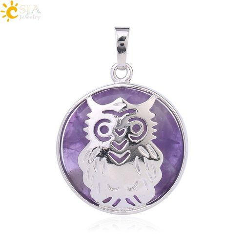 Collier Avec Pendentifs En Pierre Naturelle, Quartz, Hibou, Violet, Rose, Blanc, Cristal, Vert, Aventurine, Oeil De Tigre, Chakra, Bijoux F969