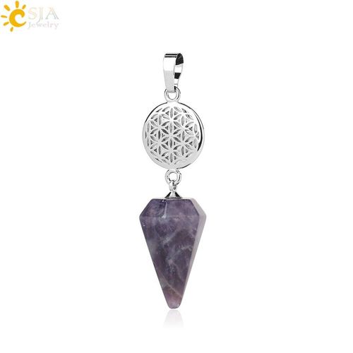 Pendentif En Pierre Naturelle, Fleur De Vie, Améthystes, Petit Cône Rose, Cristal, Quartz, Guérison Spirituelle, Fabrication De Bijoux, S792