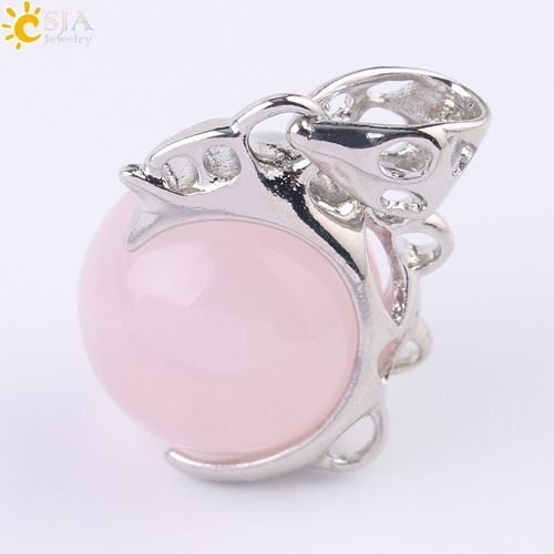 Pendentifs En Pierre Naturelle, Quartz Rose Violet, Cristal Lapis, Boule Ronde, Perle, Pour Collier, Pour Femmes Et Hommes, Tendance, F581
