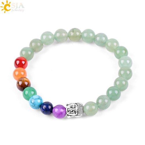 Bracelet De Méditation En Pierre Naturelle Pour Hommes Et Femmes, 8mm, Perles De Bouddha Reiki, Aventurine Verte, 7 Chakra, Énergie, Fait À La Main, E330