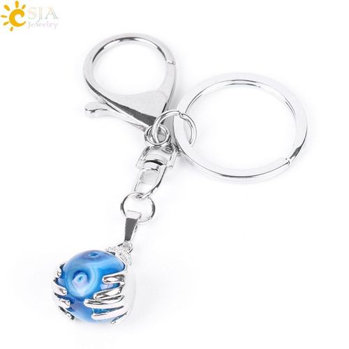 Porte-Clés De Voiture En Métal, Support De Fermoir, Deux Mains, Pendentifs Boule Ronde En Pierre D'onyx Naturelle, Cadeau De Festival Pour Hommes E826
