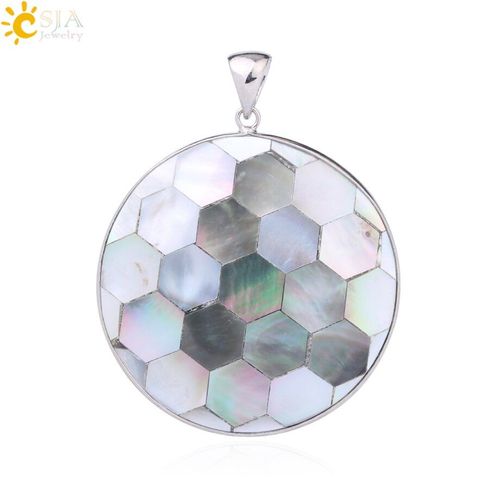 Collier Avec Pendentif Géométrique Rond En Coquillage Naturel, Pendentif Hexagonal En Nacre, Pour Femmes Et Hommes, Bijoux Rétro F899