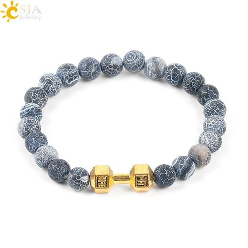 Bracelet En Pierre Naturelle 2017 Onyx Pour Hommes, Chapelet Mala, Perles De Bouddha, Haltère, Crâne, Hibou, Charme De Méditation E785