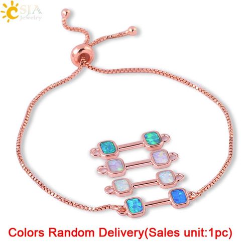 Bracelets En Opale Pour Femmes, Chaîne À Maillons Fins De 1mm, Breloque D'haltère Réglable, Couleur Or Rose, Bijoux Tendance F925