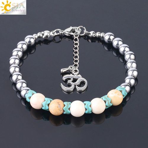 Bracelet En Pierres Howlite Blanches Pour Hommes Et Femmes, Hématite De 6mm, 8mm, Vintage, Fermoir À Homard, Bracelets Perlés Réglables, Bijoux F736