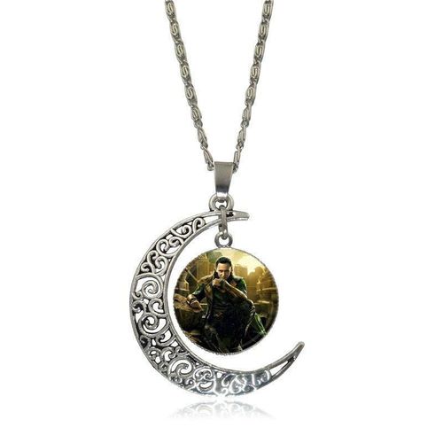 Bijoux En Verre Plaqué Argent, Cabochon, Croissant De Lune, Ras Du Cou, Long Collier Pendentif Pour Femmes Et Enfants, Parc Loki