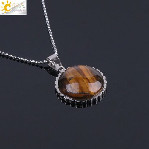 Pendentifs Ronds À Frange De Fleurs Pour Femmes, 1 Pièce, Pierre Naturelle, Chakra Lapis Lazuli, Quartz Rose, Oeil De Tigre, Opale, F117