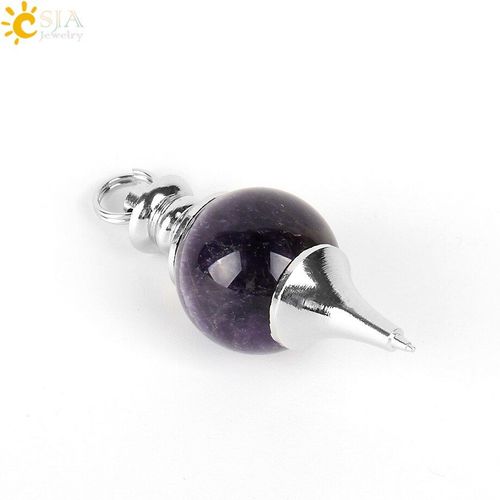 Pendentifs En Cristal Violet Naturel, Reiki, Quartz De Guérison, Boule Ronde, Colliers, Pendule Pour La Radiesthésie, Bijoux Pour Femmes Et Hommes E571