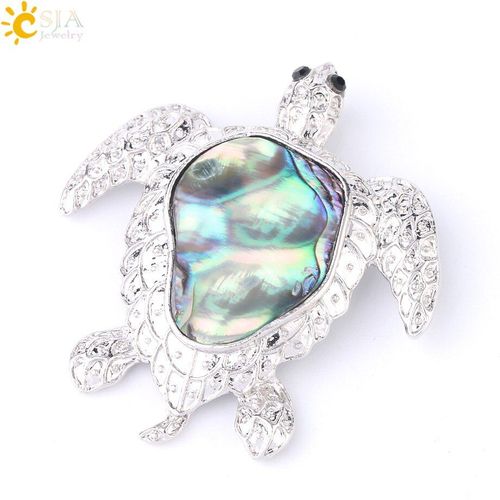 Collier En Coquillage De Paua Pour Femmes, Pendentif En Coquillage, Animal, Tortue De Mer, Coloré, Couleur Argent, Bijoux À La Mode, F941