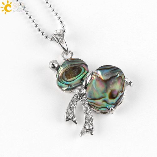 Pendentifs En Coquillage D'ormeau De Nouvelle Zélande, Colliers En Forme De Gourde, Avec N¿Ud Papillon Coloré, En Strass, Breloque Pour Femmes Et Hommes, Bijoux E458