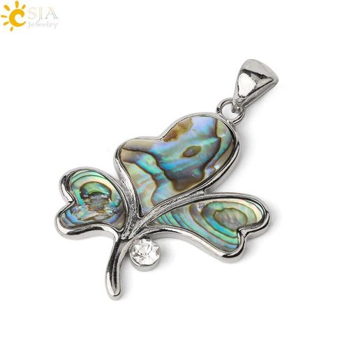 Pendentifs En Coquillage D'ormeau Naturel Pour Femmes, Collier, Breloques, Vert, Feuilles, E472, 3