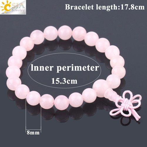 Bracelet De Prière En Cristal De Quartz Rose Naturel, Tressé À La Main, N¿Ud Chinois, Bouddha, Reiki, Pour Femmes Et Filles, F579
