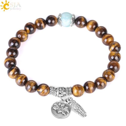 Bracelet En Pierre Naturelle ¿Il De Tigre Pour Homme Et Femme, Perles Polies De 8mm, Amazonite, Guérison, Équilibre, Bouddha, F386