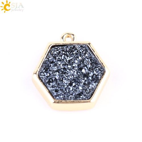 Perles Hexagonales, Connecteur À Quartz, Couleur Or, Perle Plate Pour Femmes, Bricolage, Boucles D'oreilles, Bracelets, Charme, Fabrication De Bijoux F571