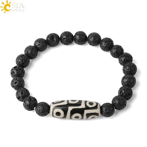 Bracelets De Guérison En Pierre Naturelle Élastique Pour Hommes Et Femmes, Perles Tibétaines En Quartz Rose De Lave, Agates Dzi, Bijoux G452
