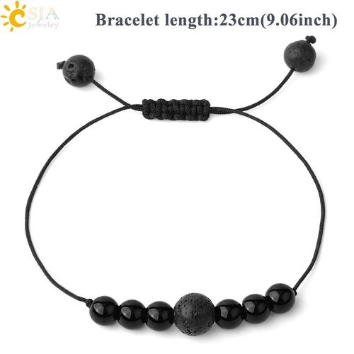 Bracelets Tressés En Onyx Naturel, Perles D'agates Noires Et Blanches Réglables Pour Femmes Et Hommes, Cadeaux De Couple, Bijoux Porte Bonheur G568