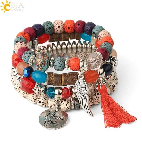 Ensemble De Bracelets Vintage Imitation Bodhi, 4 Pièces, Perles En Verre Et Cristal, Bijoux De Charme Pour Femmes Et Hommes, G511