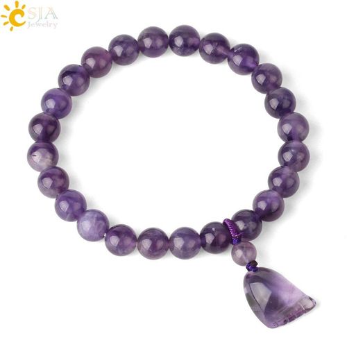 Bracelet En Pierre Naturelle Pour Hommes Et Femmes, Amulette De Guérison, Bijoux En Cristal Violet, 8mm, G355