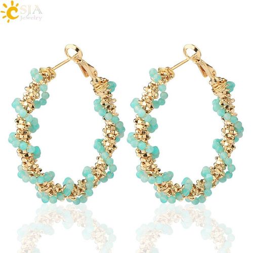 Boucles D'oreilles En Hématite Naturelle Pour Femmes, Créoles En Lapis Obsidienne, Couleur Or, Fil Enroulé, Punk, Bijoux Tendance, 2020, G570