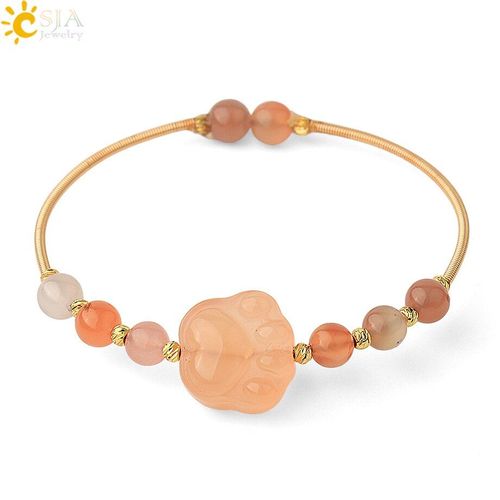 Bracelets De Manchette En Agate Rouge Pour Femmes, Bijoux De Charme, Pierre Naturelle Sculptée, Couleur Or Rose, G561