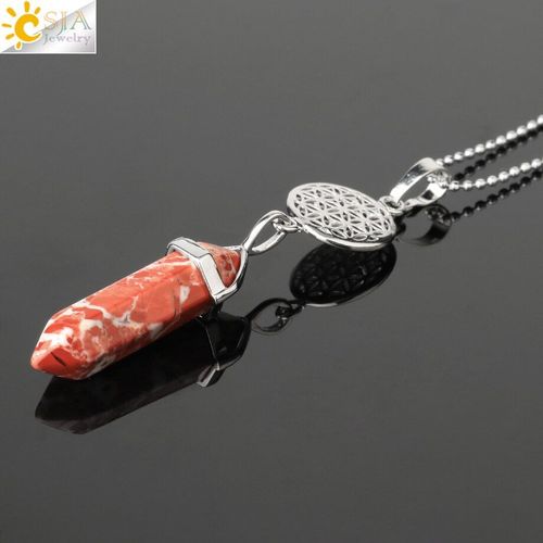 Collier En Pierre Naturelle De Guérison, Pendentif Hexagonal, Fleur De Vie, ¿Il De Tigre, Améthyste, Reiki, Cadeau Pour Femmes, G728