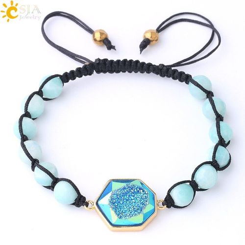 Bracelets En Pierre Naturelle Pour Femmes, 8mm, Quartz Violet, Cristal Tressé, Tourmaline Noire, Amazonite, Bijoux Druzy F817