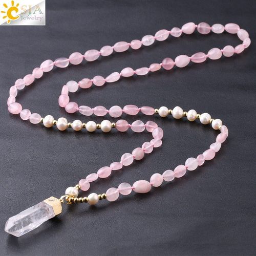 Collier Ovale En Quartz Rose Amazonite Pour Femmes, Chaîne Pull Perlée En Perles De Pierre Naturelle, Pendentif, Bijoux F775