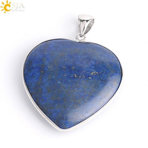 Collier Pendentif Lapis Lazuli En Pierre Naturelle, Reiki, Guérison, Amour, C¿Ur, Perle De Quartz, Bijoux Tendance Pour Femmes Et Hommes, Cadeau G040