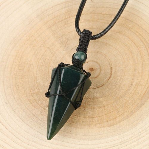 Csja Pierre Naturelle Cône Pendentifs Cristal Quartz Noir Corde Enroulé Traitement Pierres Collier Pour Hommes Femme Mode Bijoux G173
