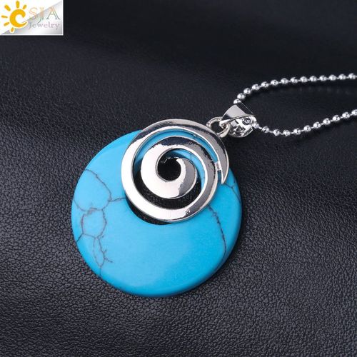 Pendentifs En Pierre Naturelle Pour Filles, Collier En Forme D'agates, Violet, Rouge, En Forme De Spirale Ronde, Bleu, Blanc, Howlite, Reiki, Bijoux F830