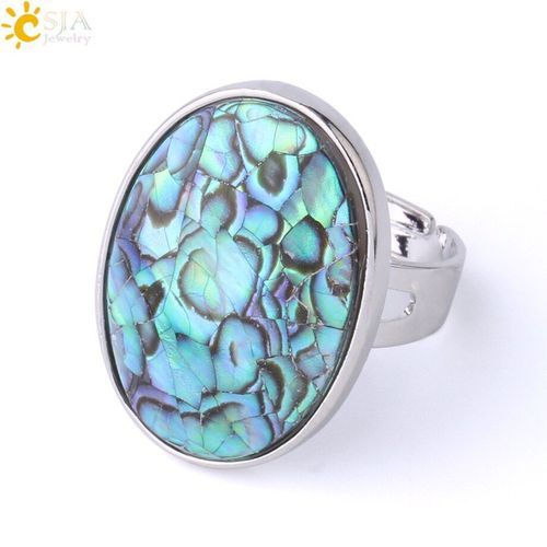 Bagues En Coquillage Paua Naturel Pour Hommes Et Filles, En Nacre, Coquille D'ormeau Colorée Jaune Argent Blanc, Bracelet De Mariage F853