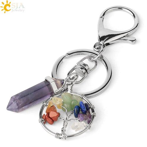 Porte Clés Avec Pendentif Arbre De Vie En Fluorite, Pierre Naturelle, Fermoir À Homard, Accessoires Pour Sac À Dos De Voiture, Bijoux Uniques G380