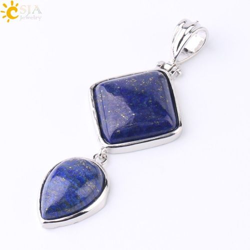 Pendentif En Pierres Naturelles Pour Femme, Forme Carrée, Goutte D'eau, Quartz, Lapis Lazuli, Formes Géométriques, Bijoux Pour Colliers, F814