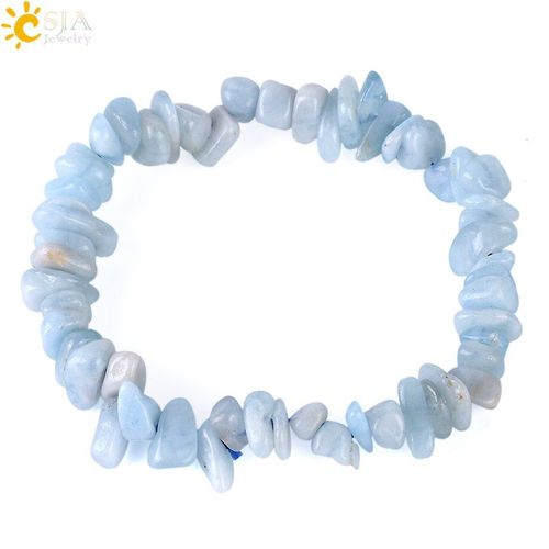 Bracelets En Pierre De Cristal Naturel Pour Femmes, Quartz Bleu, Perles À Puce Irrégulière, Brin Reiki, F370