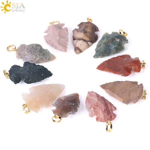 Agates Indiennes Pour Hommes, 1 Pièce, Cadeau, Pierre Semi Précieuse Naturelle Brute, Pendentif À Pointe De Flèche Pour La Fabrication De Colliers, F406