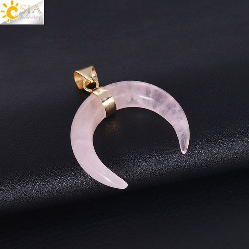 Colliers Reiki En Cristal Or Pour Femmes, Pendentifs Croissant Lune En Pierres Naturelles, À Quartz, Blanc, Violet, Rose, Bijoux Pour Dames, F306