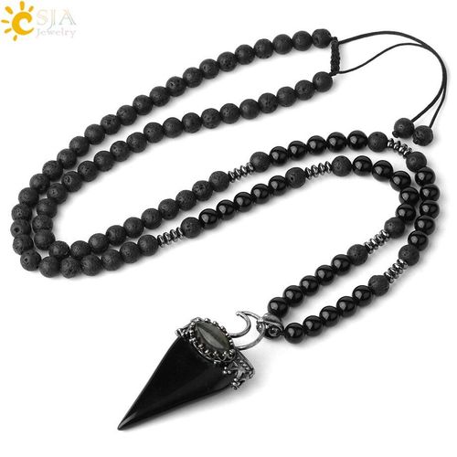 Colliers Longs En Pierre De Lave Naturelle, Pendentifs En Triangle De 6mm, Perles De Quartz Violet Et Cristal Rose, Pour Femmes Et Hommes, Chaîne De Chandail G427
