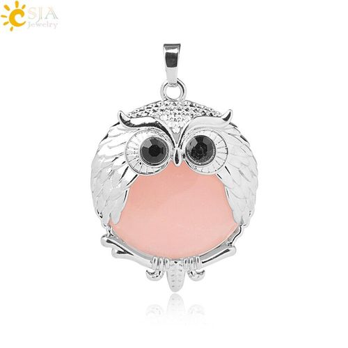 Pendentifs Animaux Mignons En Pierre Naturelle, Hibou, Pour Colliers, Cristal Blanc, Quartz Rose, Opale, Lapis Lazuli, Perles Reiki, Bijoux G802