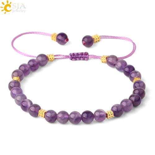 Bracelets En Pierre Naturelle 6mm, Cordon Tressé En Cristal Violet Lapis Quartz, Perle Ajustable, Bracelet À La Mode Pour Femmes Et Hommes G544