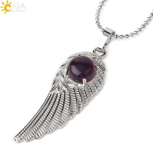 Pendentifs Ailes Couleur Argent Pour Hommes Et Femmes, Bijoux En Pierre Naturelle, Cabochon, Cristal De Guérison, Quartz Rose, Lapis, Breloque, G497