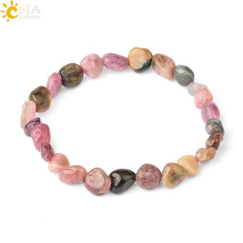 Bracelet Irrégulier En Pierre Naturelle Pour Femmes, Bijou Avec Puce De Gravier, Cristal Violet Coloré, Tourmaline, Bénédiction, G808