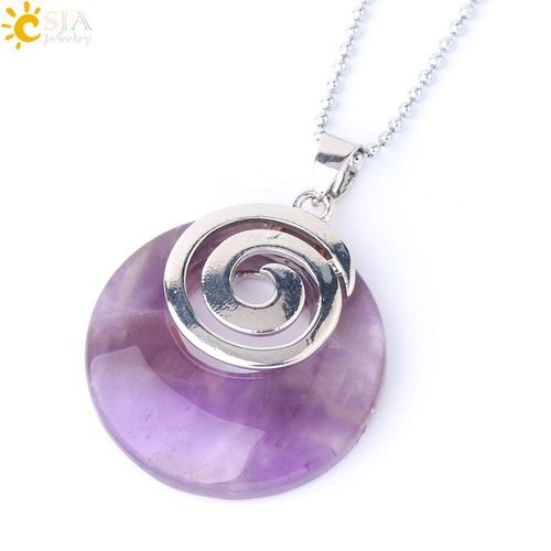 Colliers Et Pendentifs En Pierre Naturelle Pour Filles, En Spirale Ronde Creuse, Cristal Blanc, Agates Noires, Lave, Chakra, Reiki, Pendule F864