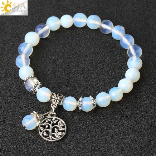 Bracelet En Pierre Naturelle Pour Femme, Bijou En Hématite, Cristal Perlé, Arbre De Vie, Protection, Énergie De Guérison, G422