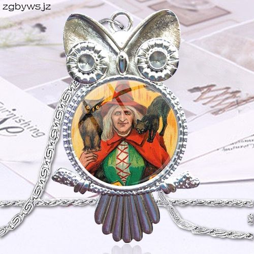 Bijoux Vintage Pour Femmes Et Filles, Plaqué Avec Verre, Cabochon, Ras Du Cou, Long Pendentif, Hibou, Chat Noir, Sorcière