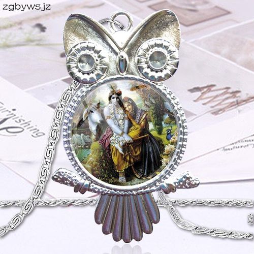 Collier En Verre Plaqué Bouddhisme Pour Femmes Et Garçons, Pendentif, Mode, Vintage, Hibou, Cadeau